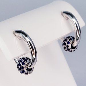 Rhodium Plated Sterling Silver Huggies Earrings